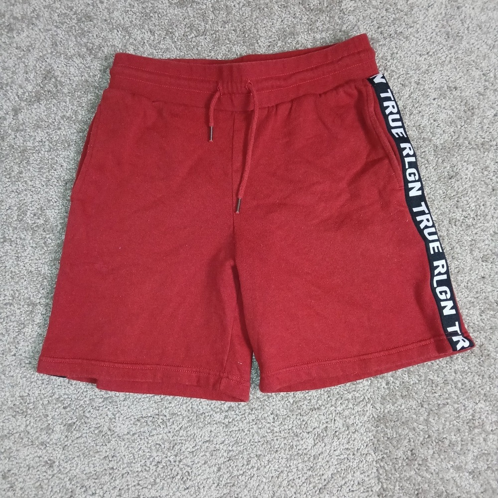 True Religion Mens Jogger Sweat Shorts Red Size Extra Small